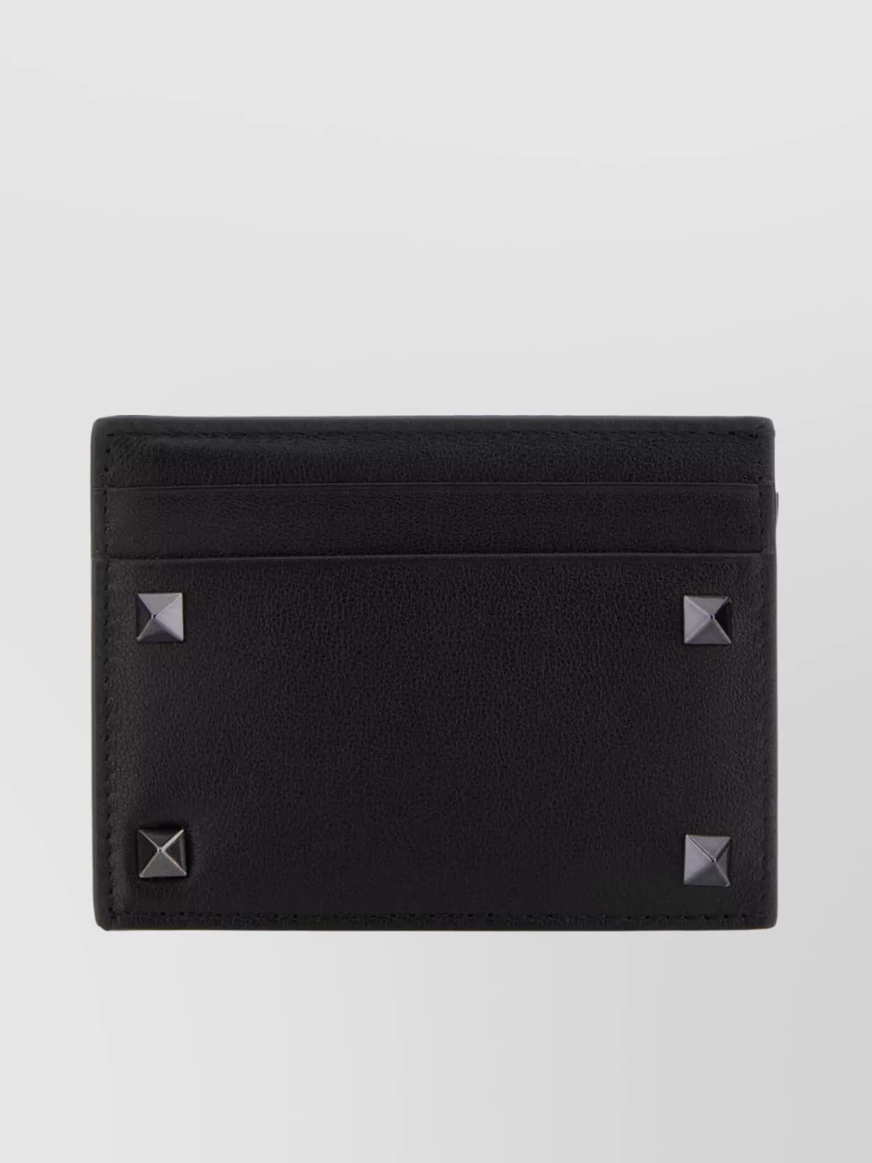 Shop Valentino Leather Stud Embellished Card Holder In Black