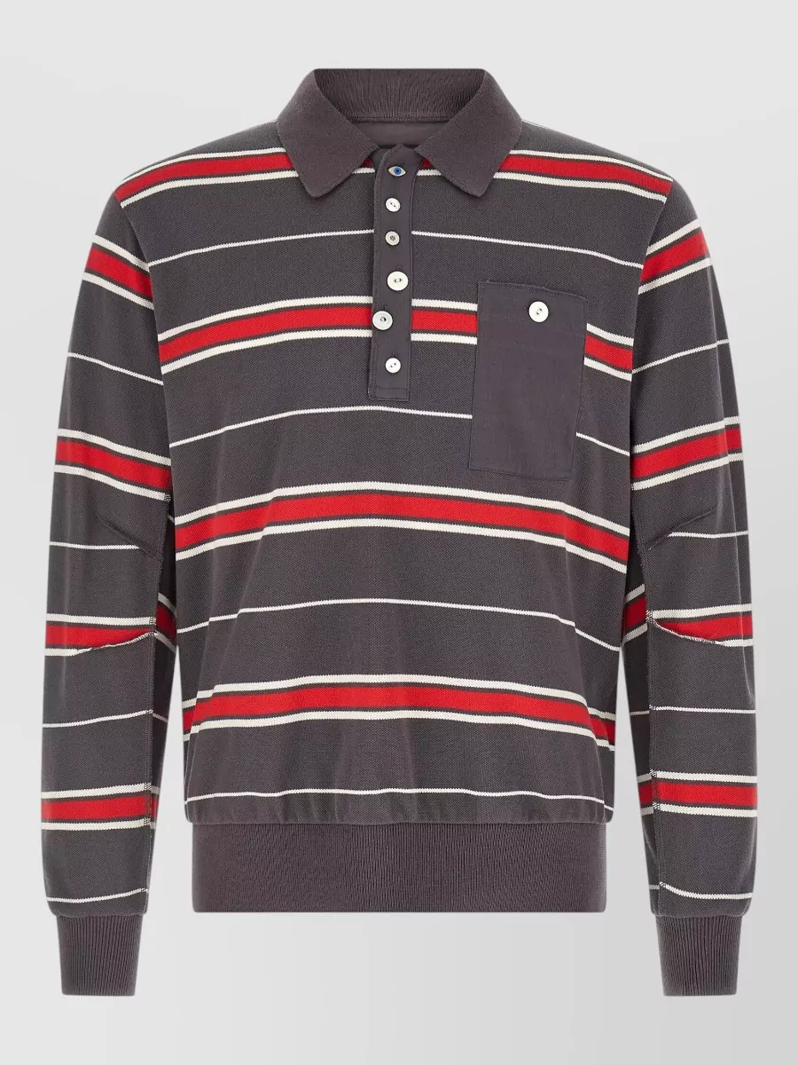 Undercover striped cotton long-sleeve polo shirt