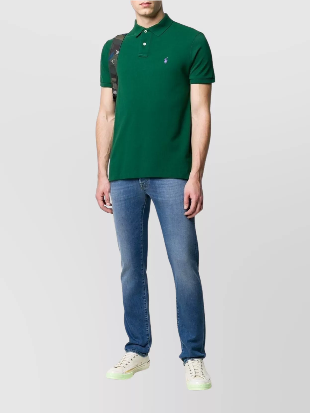 Ralph Lauren Logo Collar Polo Shirt In Cotton