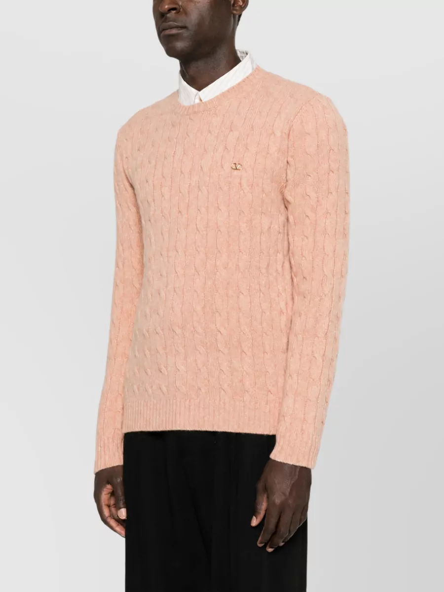 Valentino Cable-Knit Virgin Wool Crew-Neck Jumper
