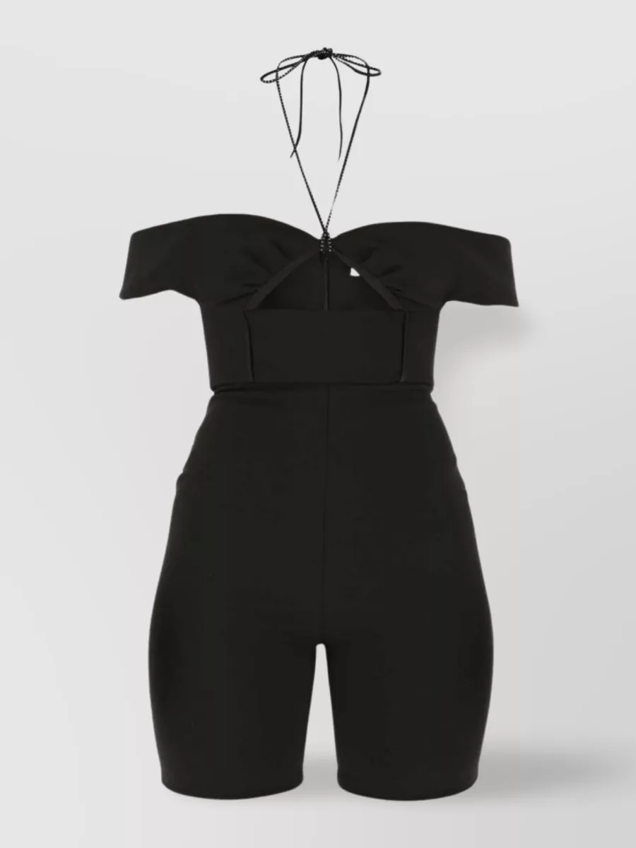 Shop Saint Laurent Contoured Off-shoulder Tailored Suit In Black