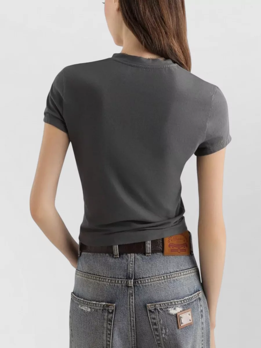 Dolce&Gabbana Crew Neck Graphic Print Ribbed Hem T Shirt