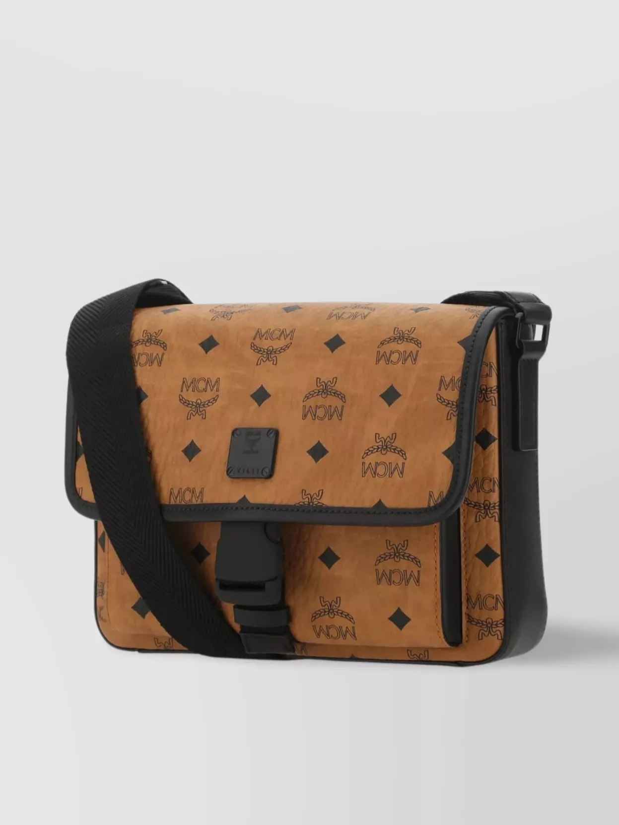 Shop Mcm Printed Fabric Crossbody Bag With Adjustable Strap