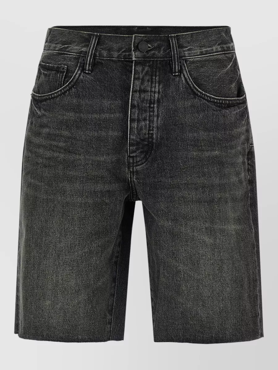 Purple denim wide-leg bermuda shorts