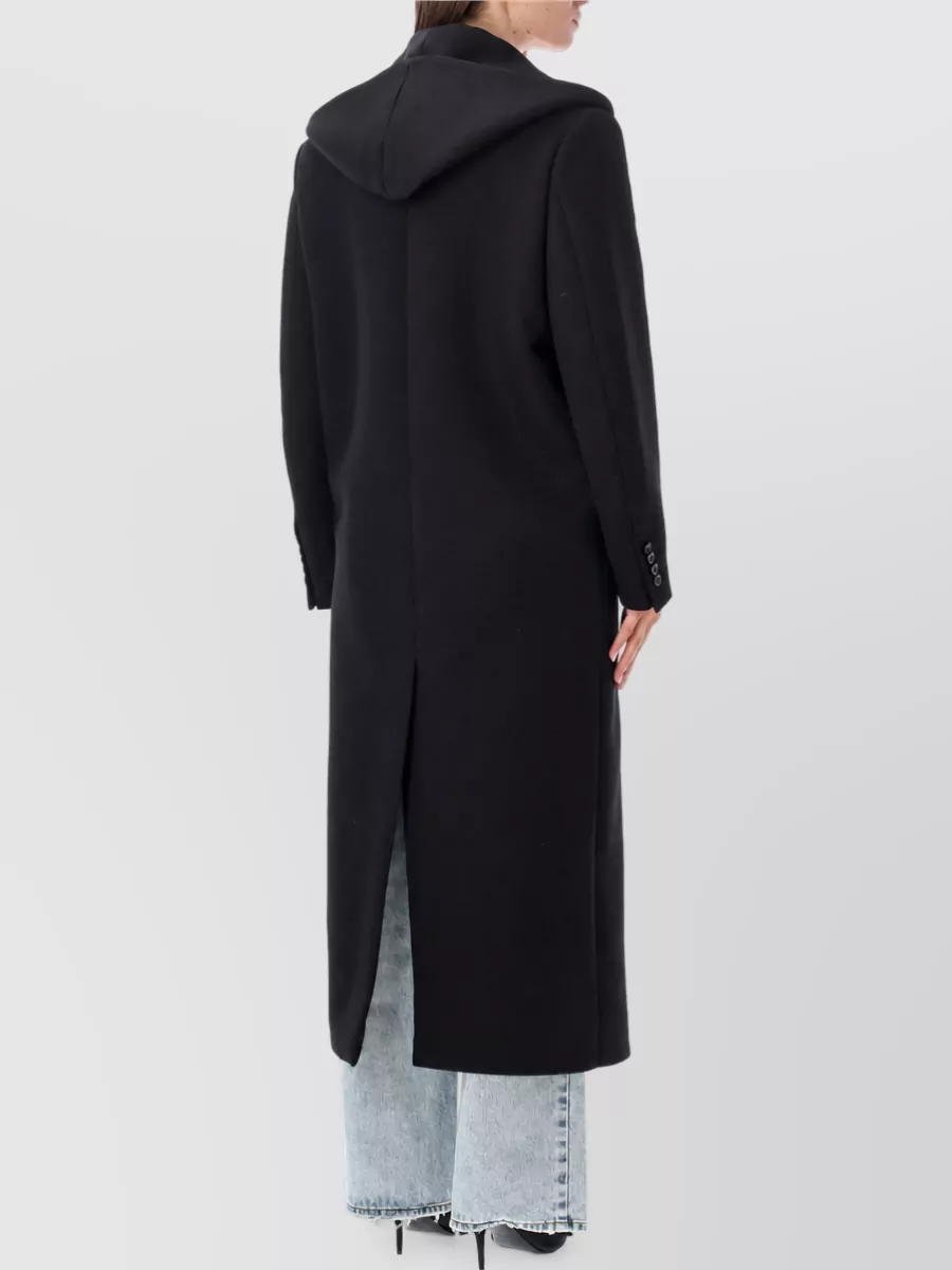 Balenciaga Wool Hooded Maxi Double Breasted Coat