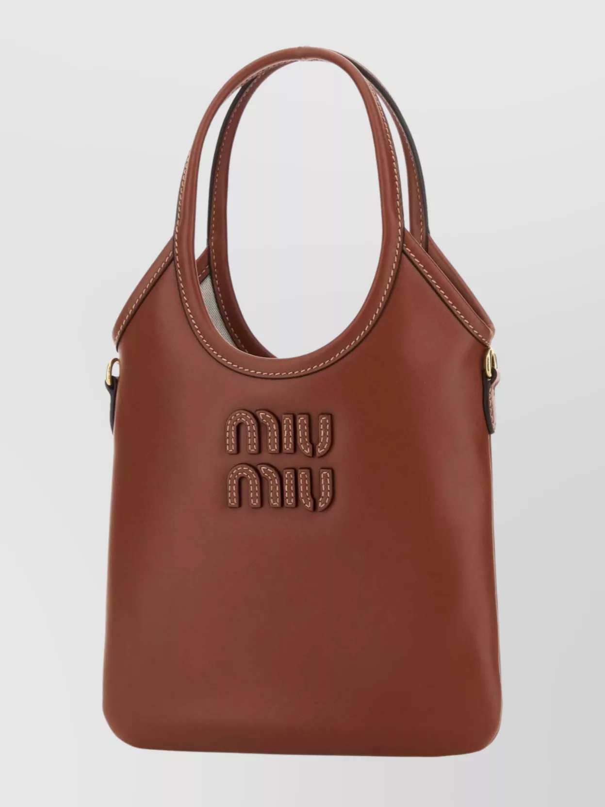 Miu Miu Structured Leather Shopping Tote Top Handle