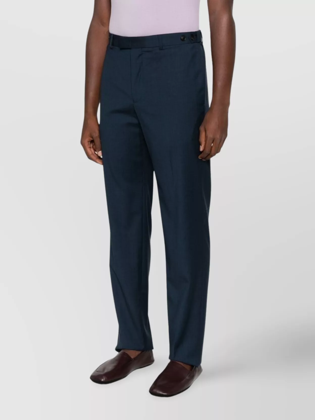Emporio Armani Tailored Wool Trousers Featuring Adjustable Elements In Blue