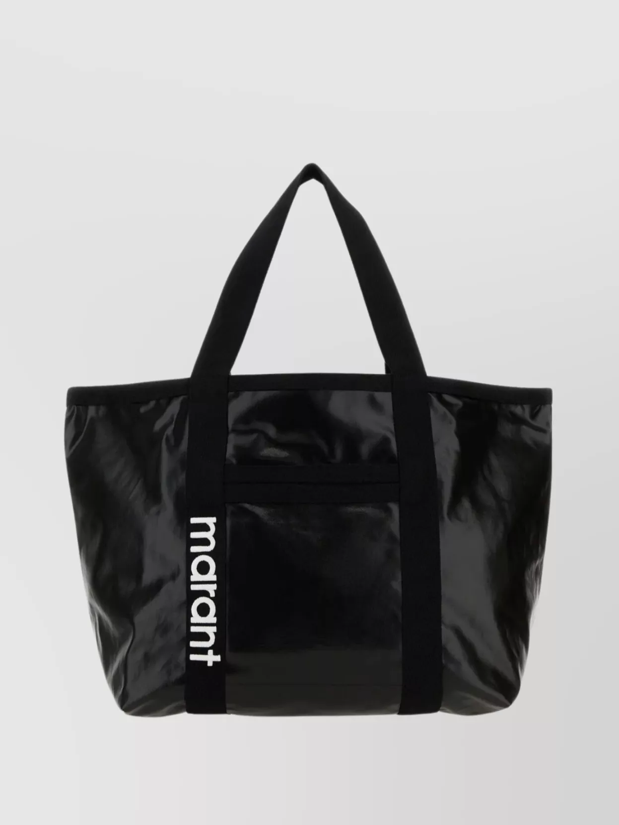 Shop Isabel Marant Rectangular Glossy Canvas Shopper In Black