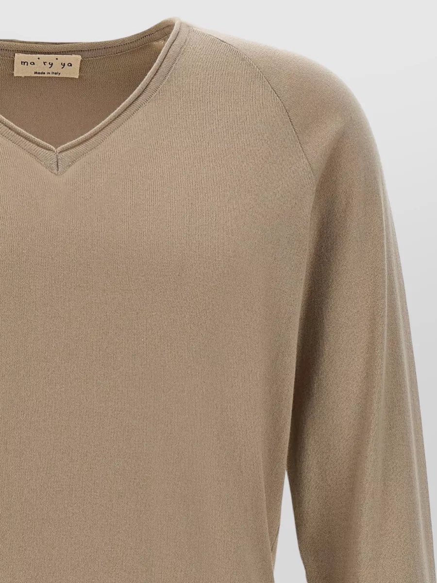 Ma'ry'ya Cotton V-Neck Long-Sleeve Jumper