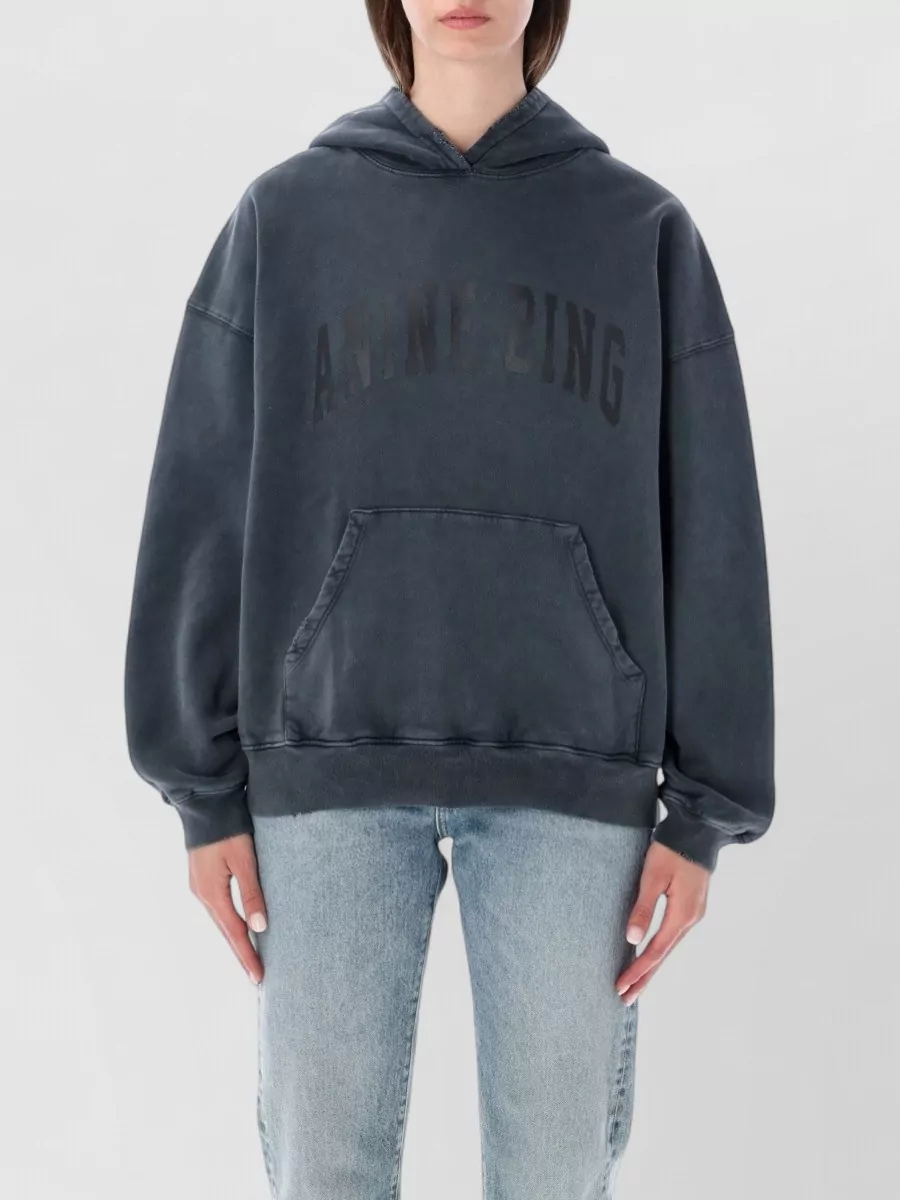 Anine Bing cotton oversized logo-print hoodie