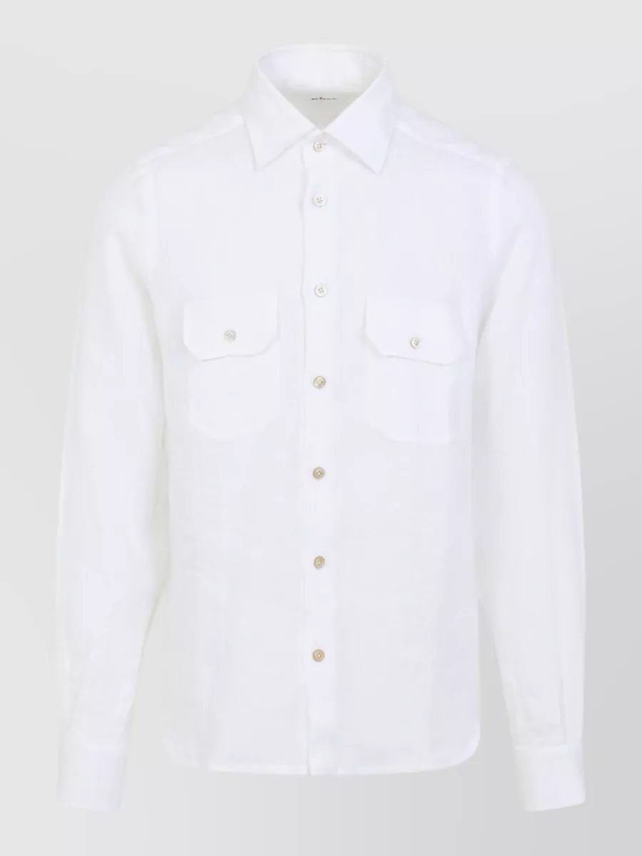 Kiton Linen Shirt Long Sleeves Button Down Collar
