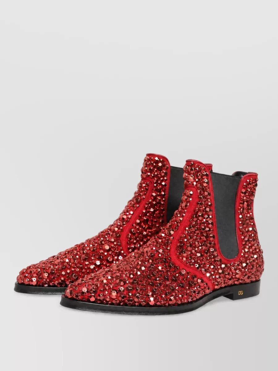Dolce&Gabbana leather embellished chelsea boots