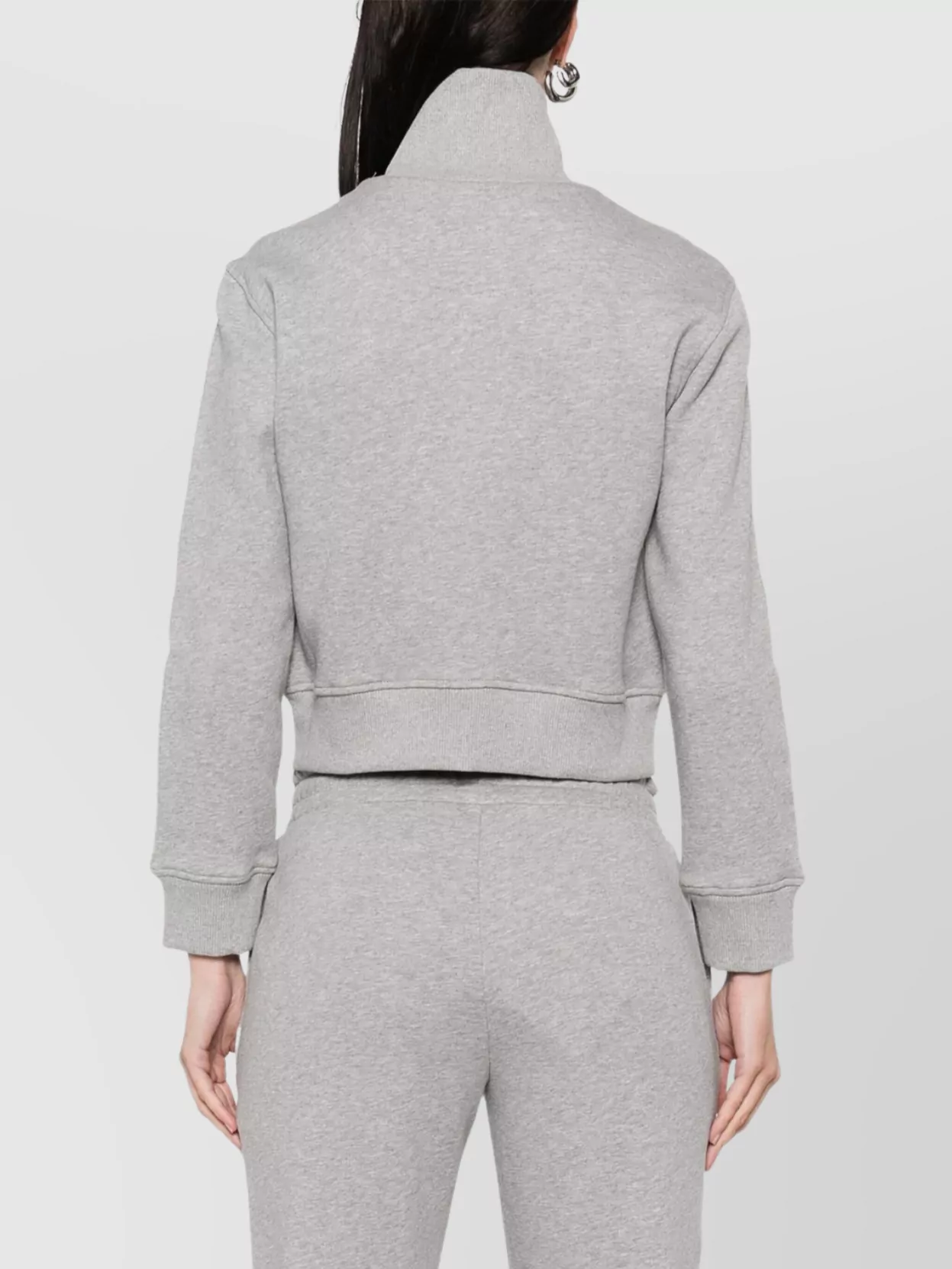 The Attico Cropped High Collar Knit Jacket