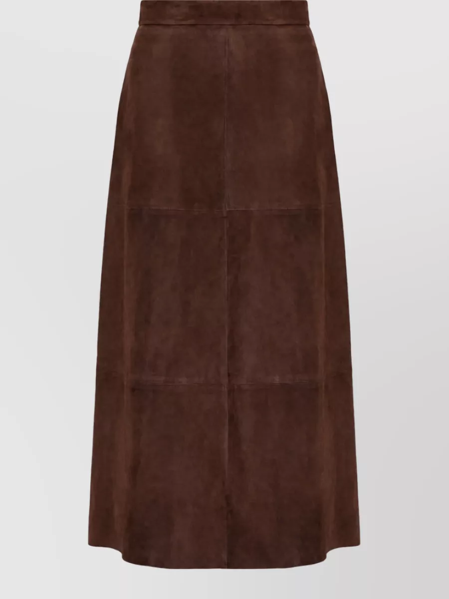 S Max Mara Leather A-Line Skirt