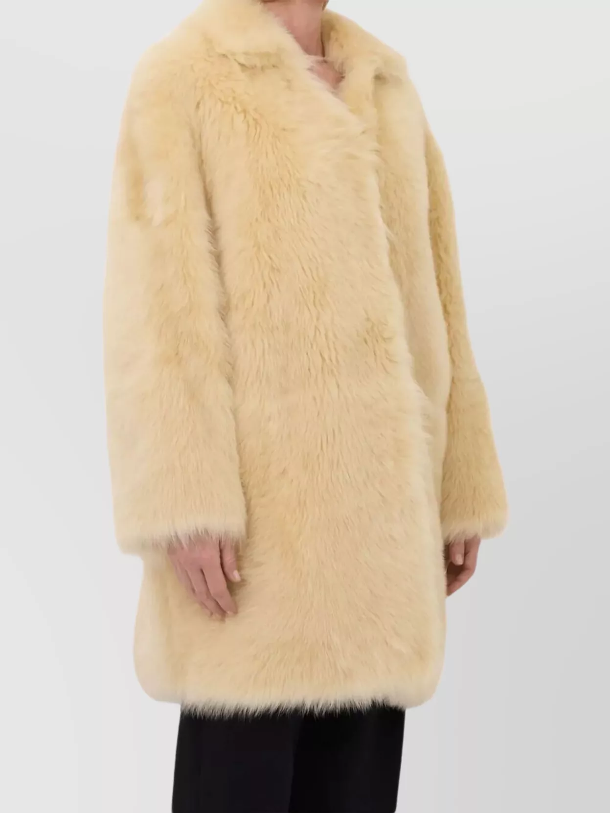 Loulou Studio Faux Fur Long Sleeve Coat With Pockets