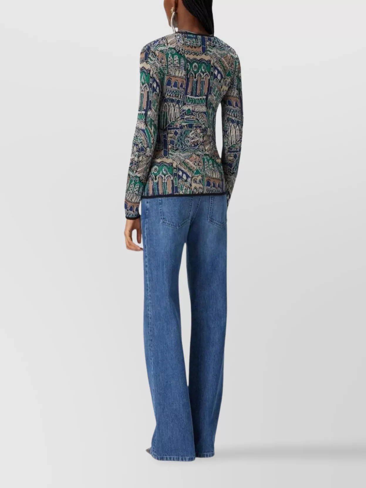 Shop Missoni Abstract Fantasy Buttoned Cardigan With Contrasting Edge In Blue
