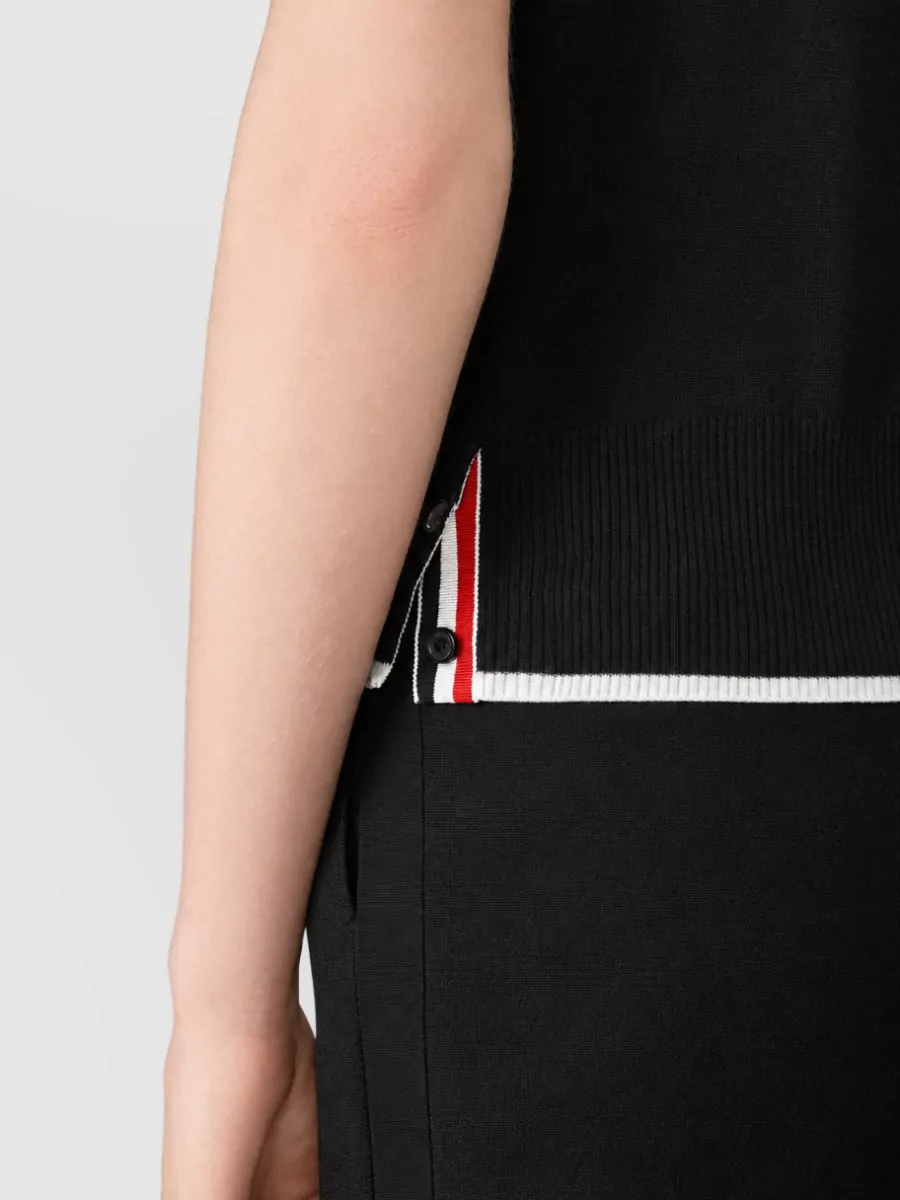 Thom Browne Merino Wool Relaxed-Fit Ribbed Short-Sleeve Crew-Neck Sweater