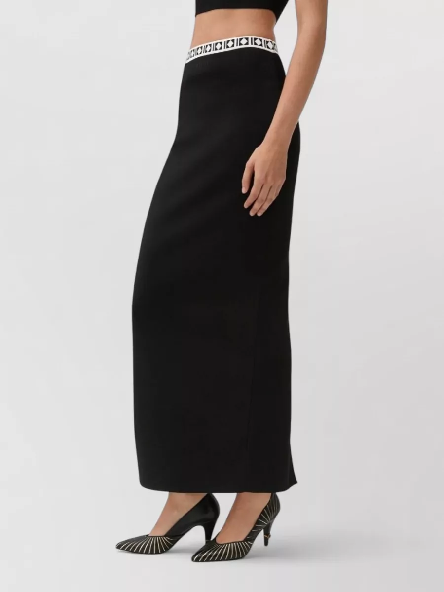 Versace Jacquard-Knit Logo-Embroidered Long Skirt