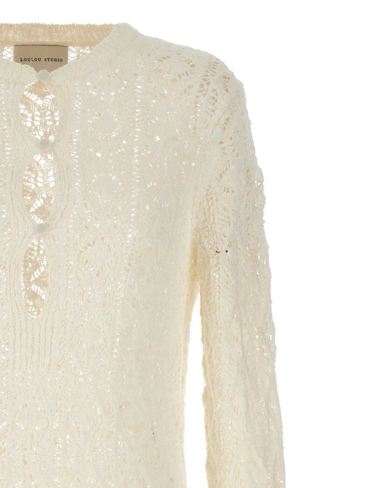 Loulou Studio Button Detail Crew Neck Long Sleeves