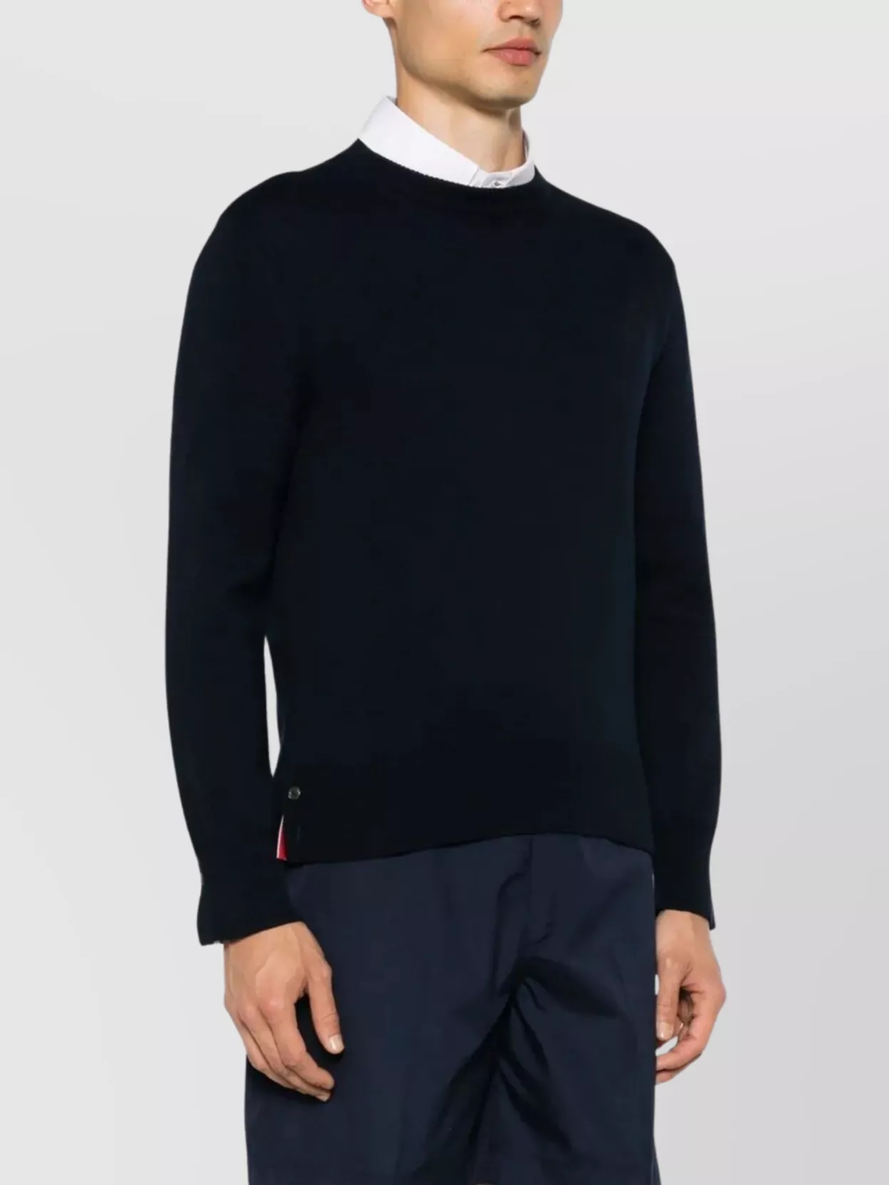 Thom Browne Relaxed Fit Crew Neck Pullover With 4 Bar Stripe