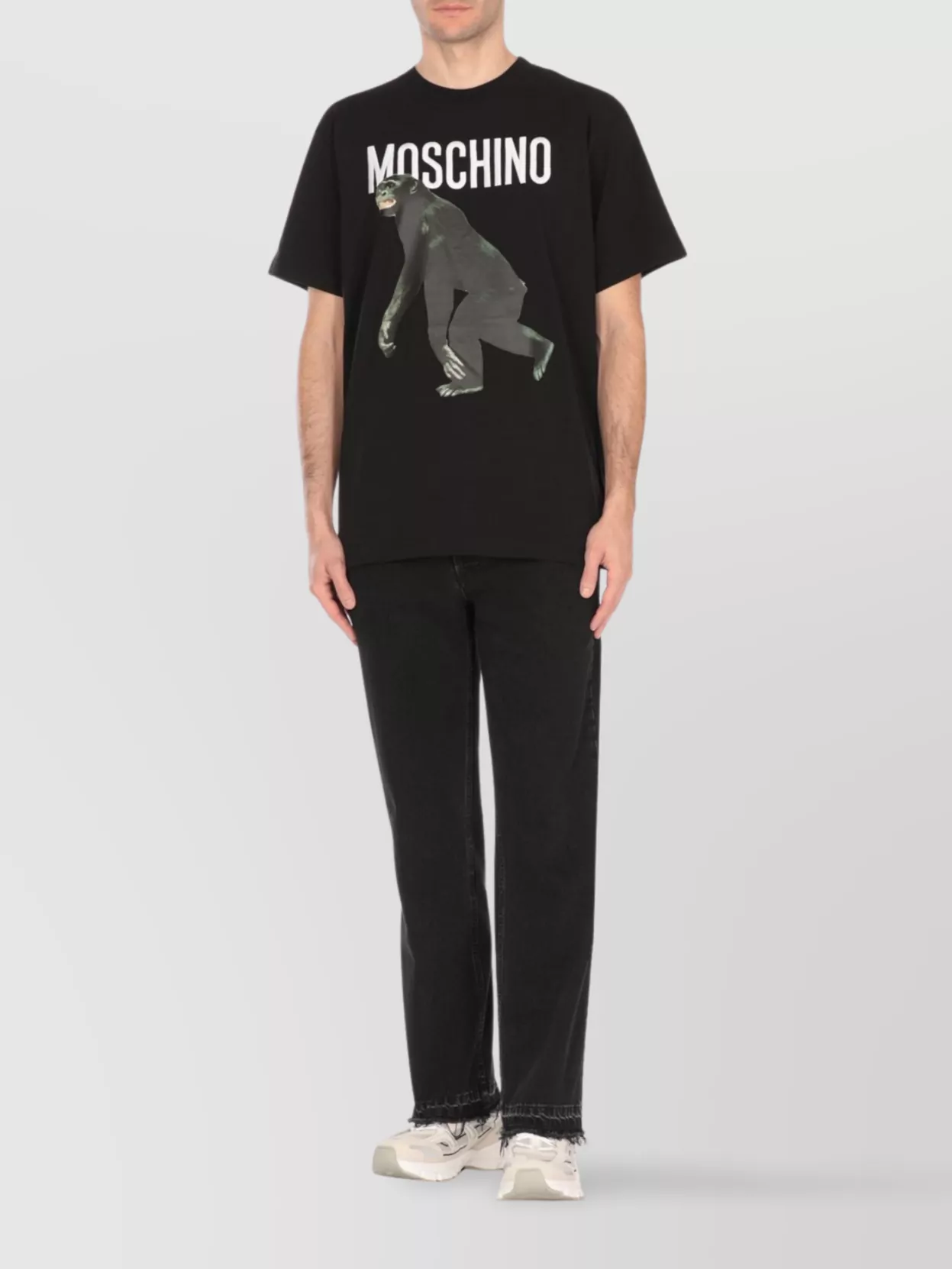 Moschino Crewneck Graphic Print T-shirt In Black