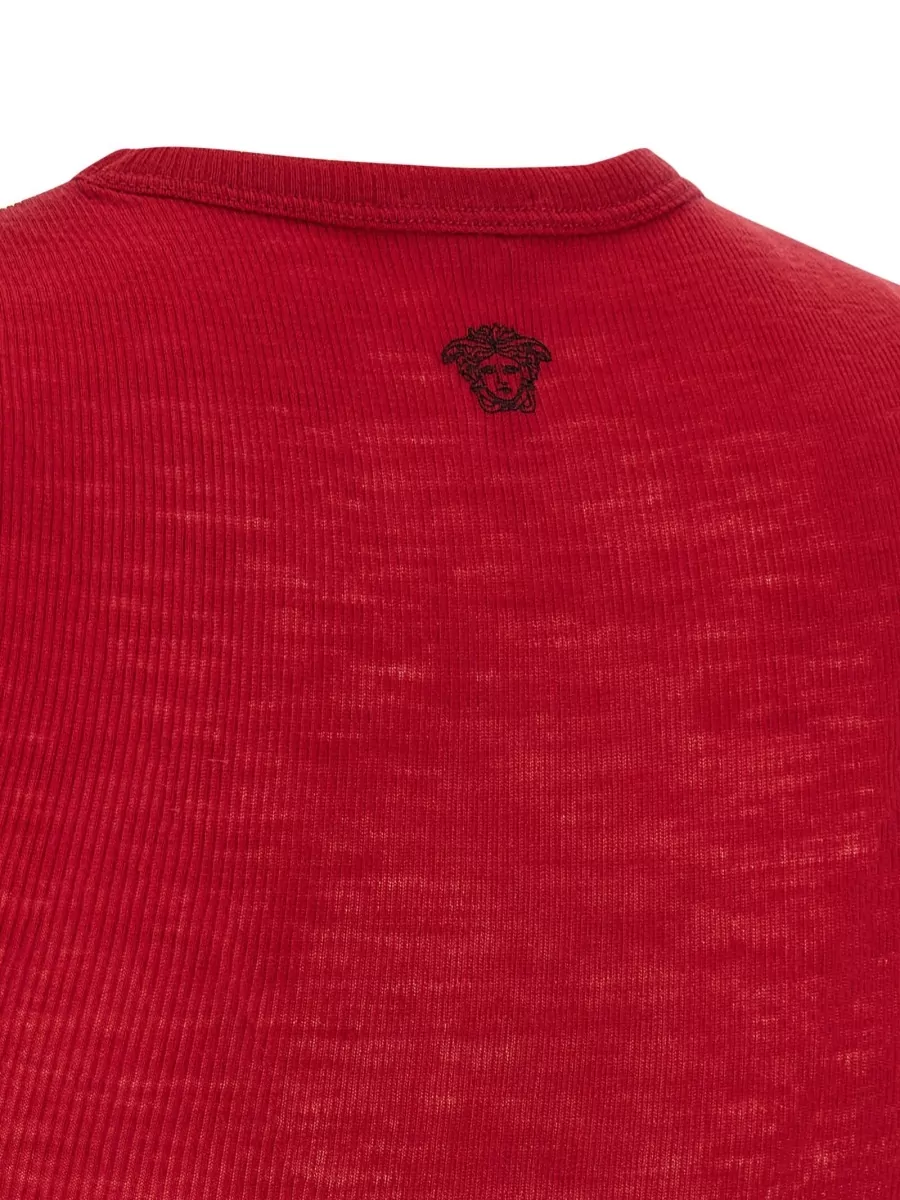 Versace Virgin Wool Ribbed Slim-Fit Short-Sleeve Crewneck T-Shirt