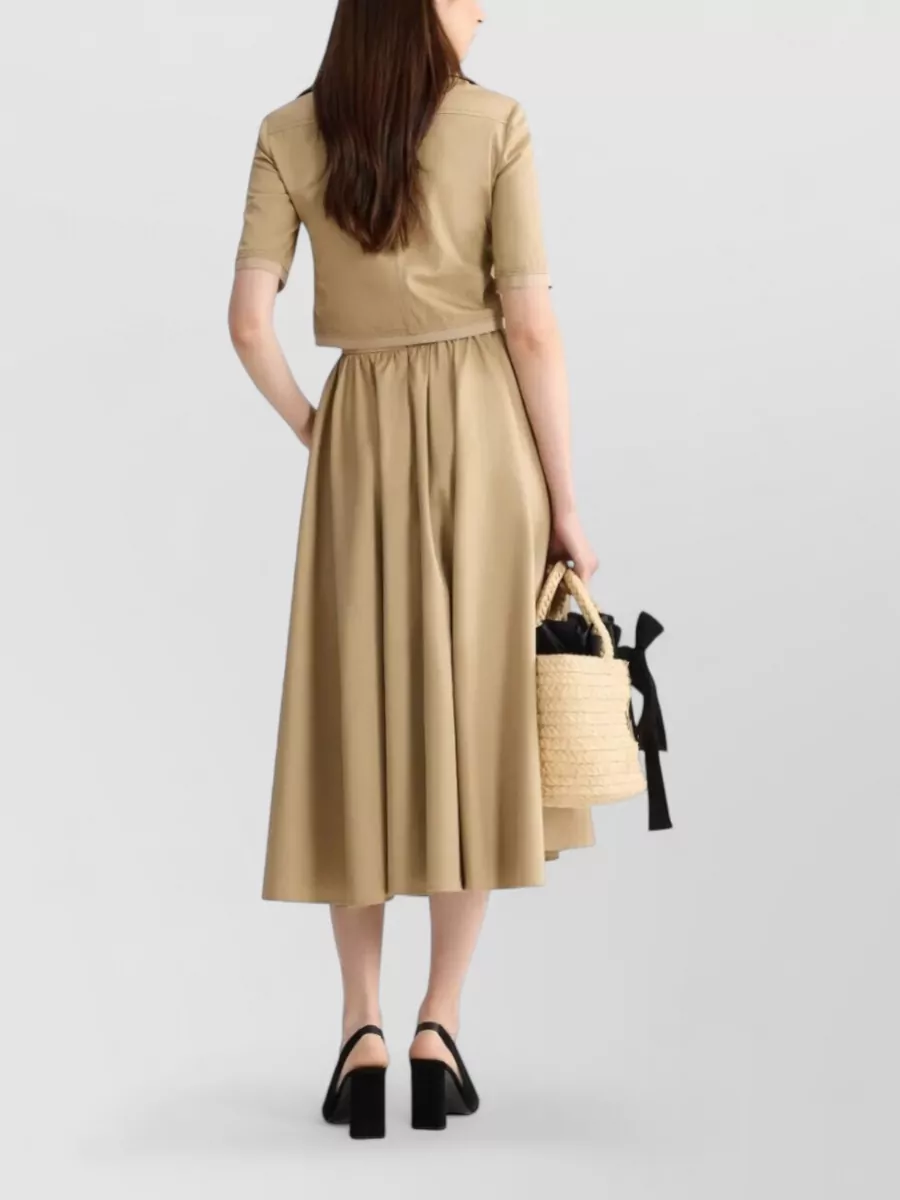 Patou Cropped Cotton Jacket Short Sleeves Collar