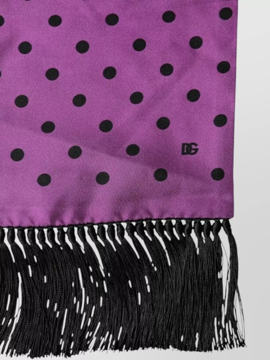 Dolce&Gabbana Silk Polka Dot Fringe Scarf