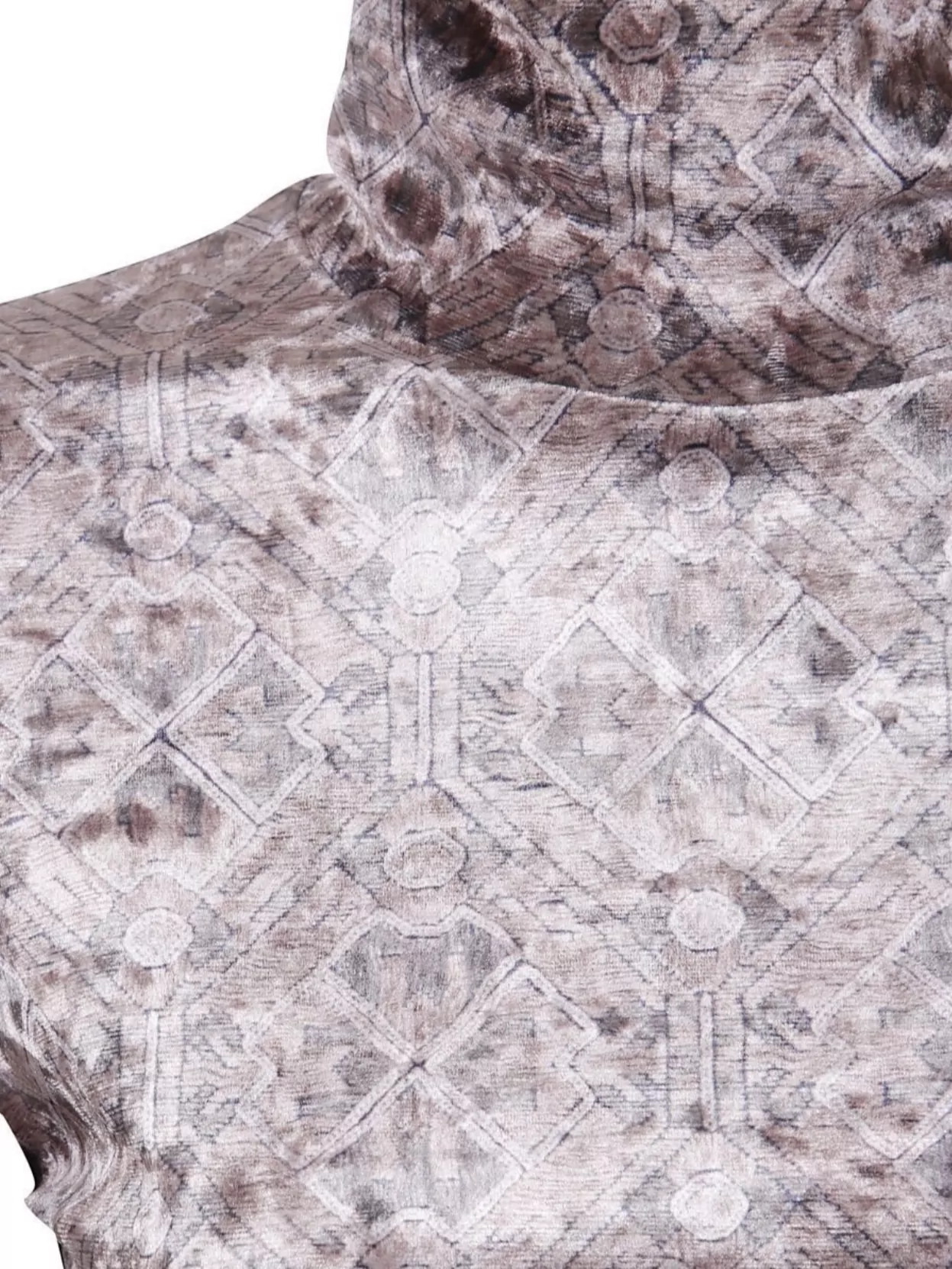 Pierre Louise Mascia Geometric Velvet Turtleneck Slim Fit Top