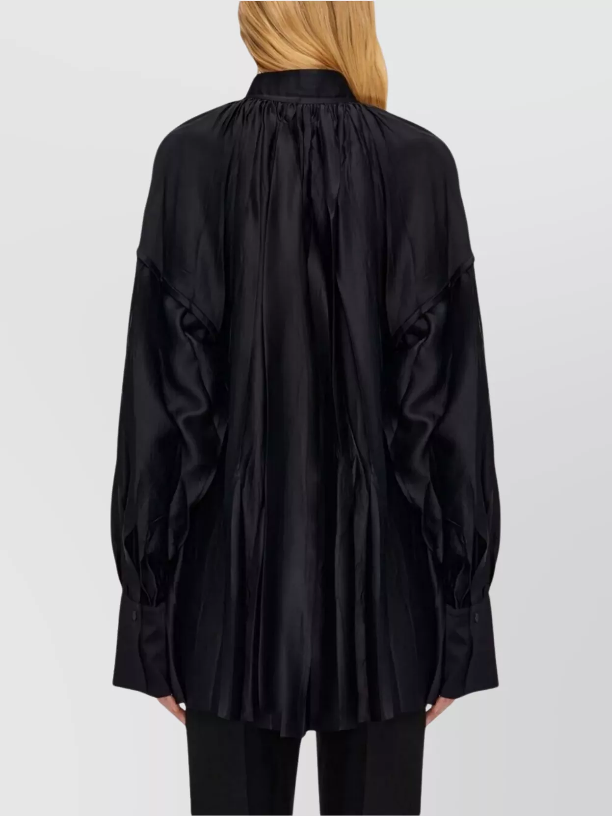 Ferragamo Long Pleated Shirt High Collar