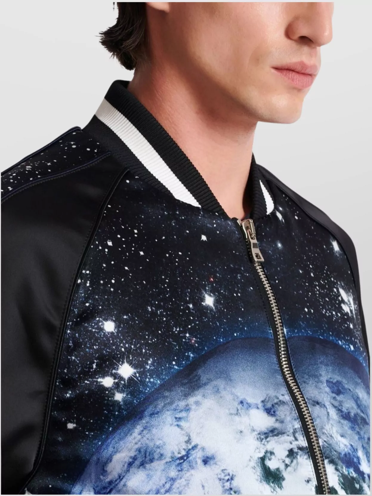 Balmain Logo Planet Zip-up Bomber Jacket