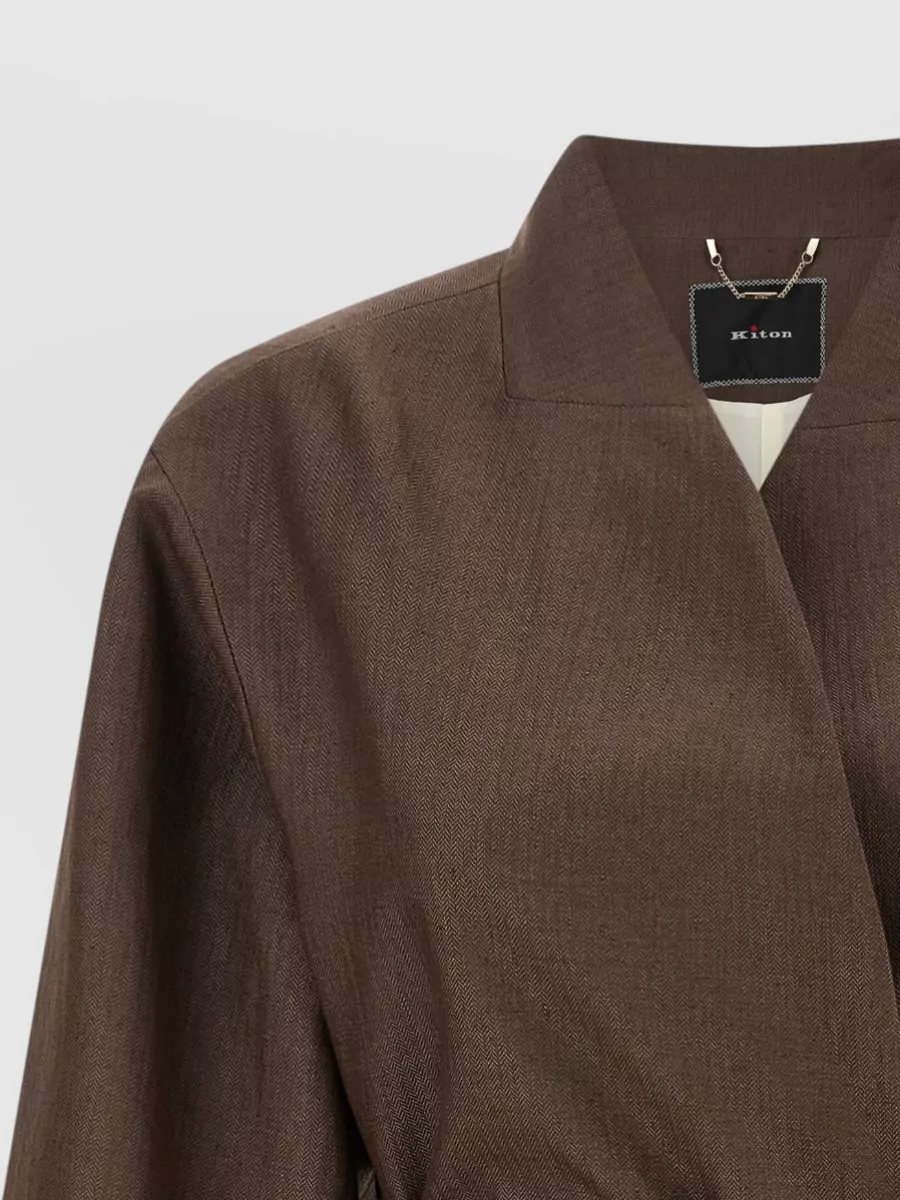 Kiton Linen Blend Belted Single Breasted Coat