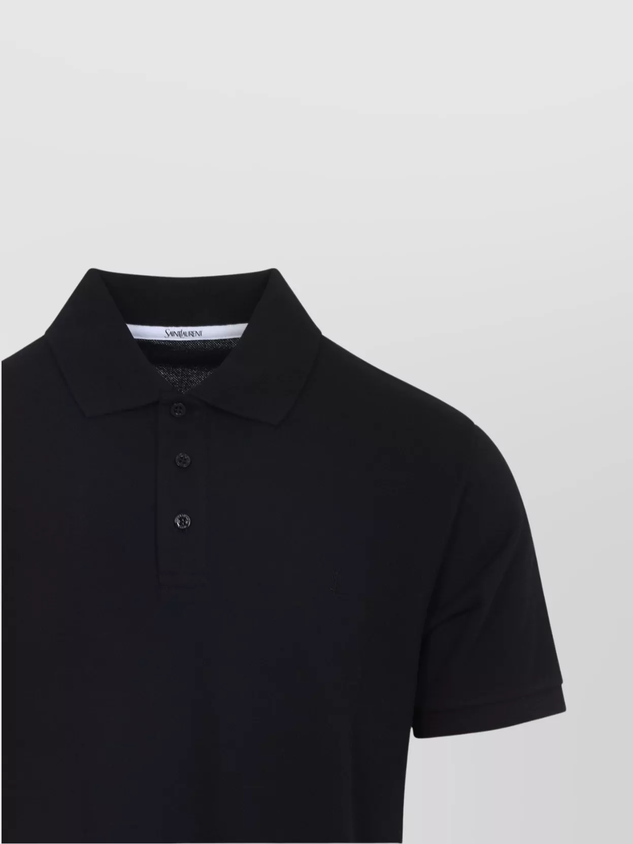 Saint Laurent Cotton Polo Shirt With Pointed Collar And Ribbed Cuffs