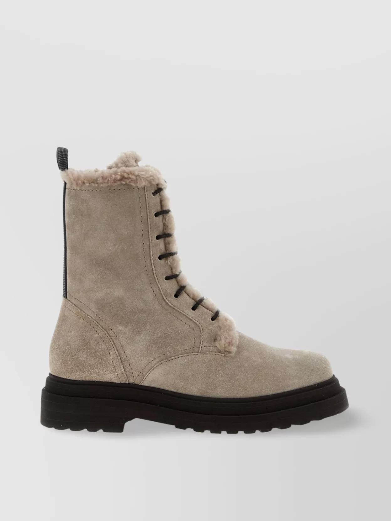 Brunello Cucinelli Chunky Sole Suede Combat Boots Monile