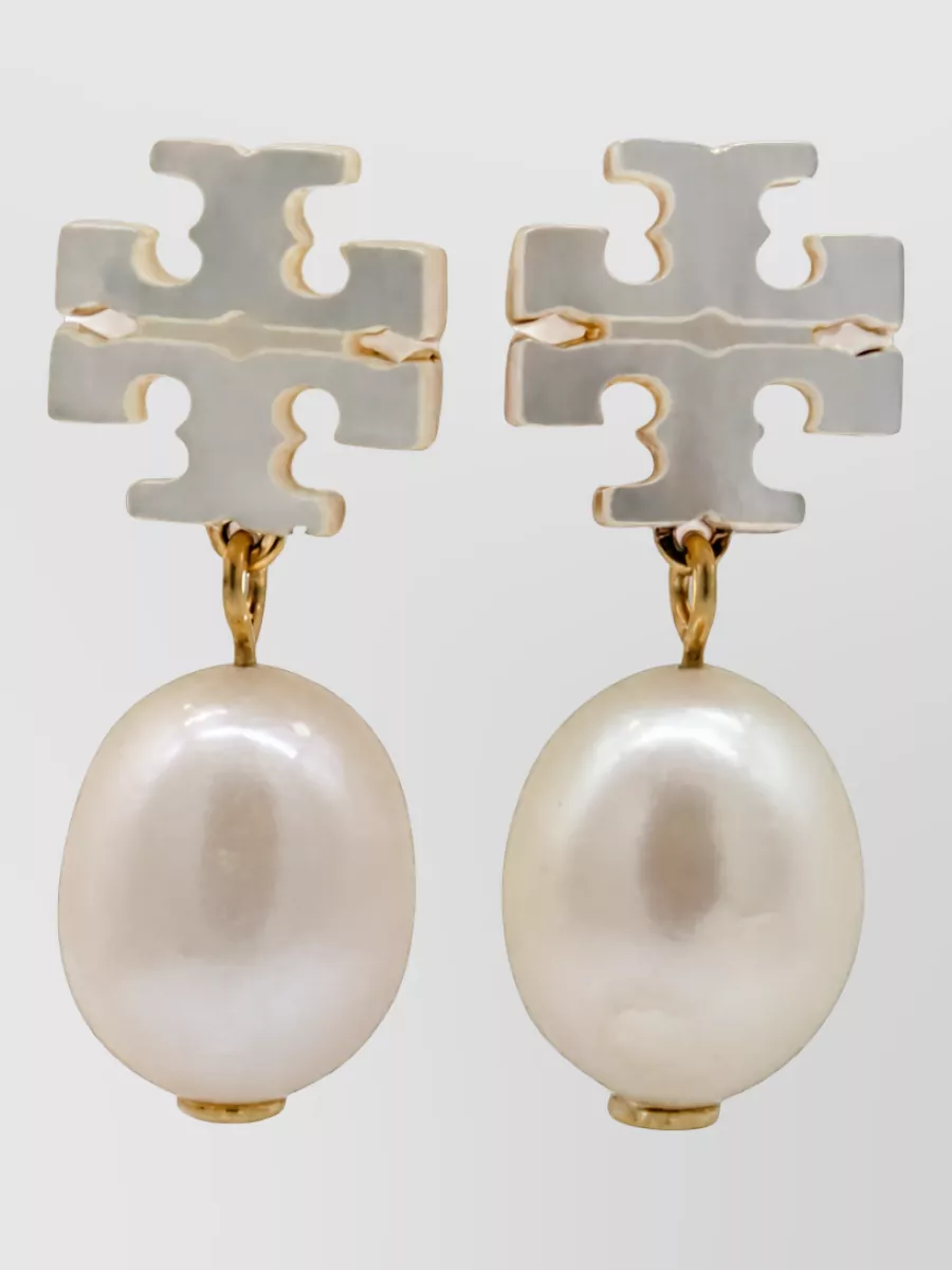 Tory Burch pearl brass earrings