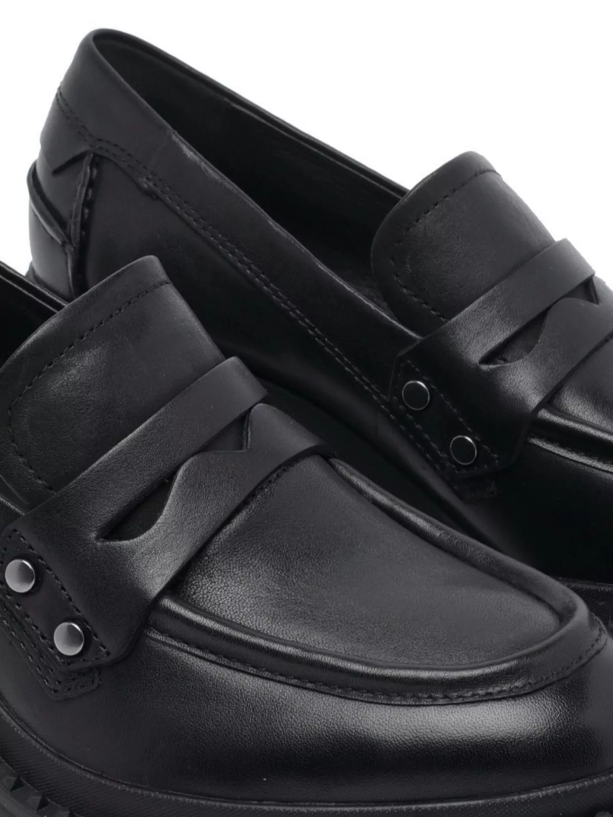 Ash Chunky Heel Leather Loafers With Penny Strap