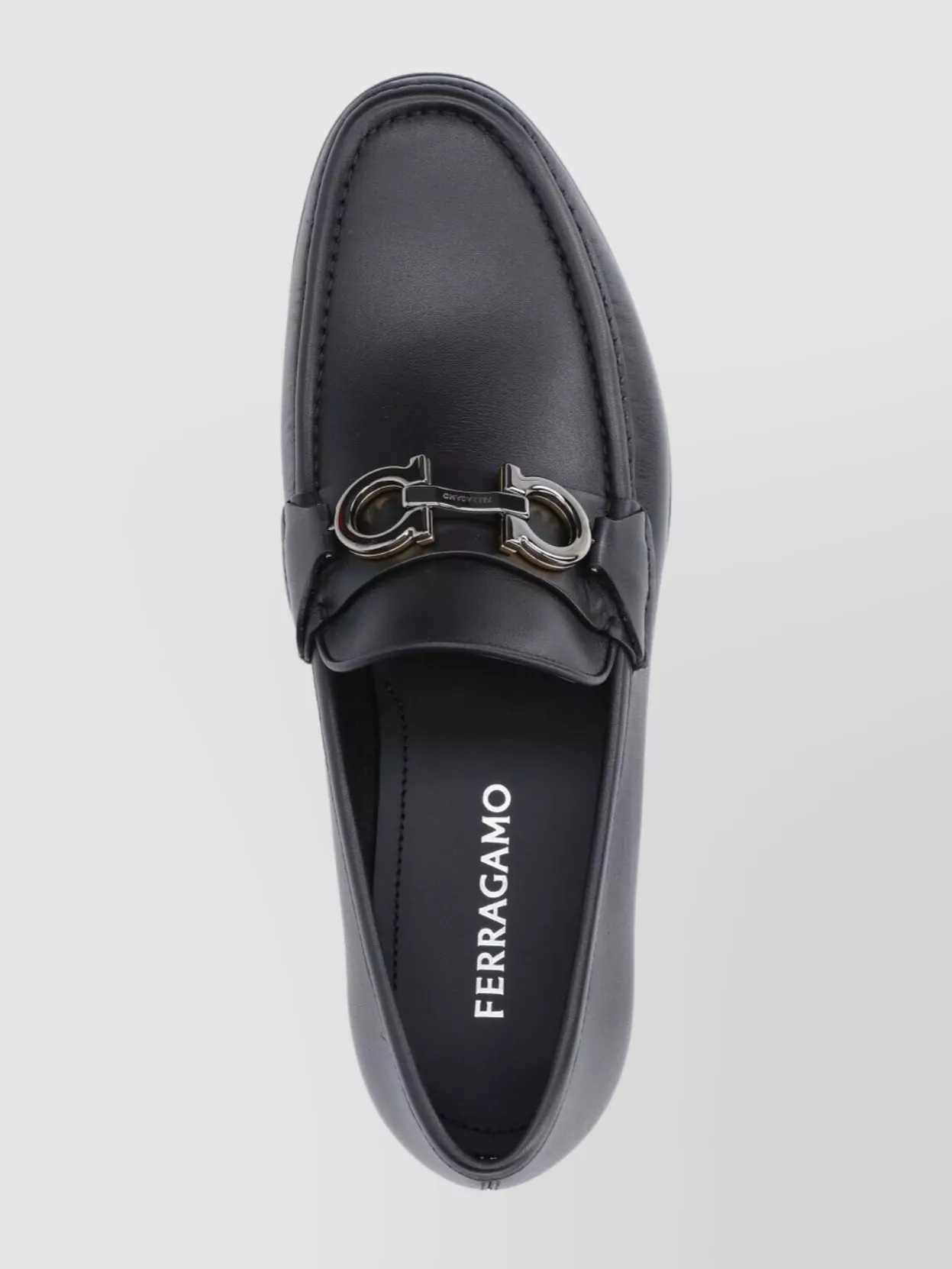 Ferragamo Round Toe Loafers Metal Hardware