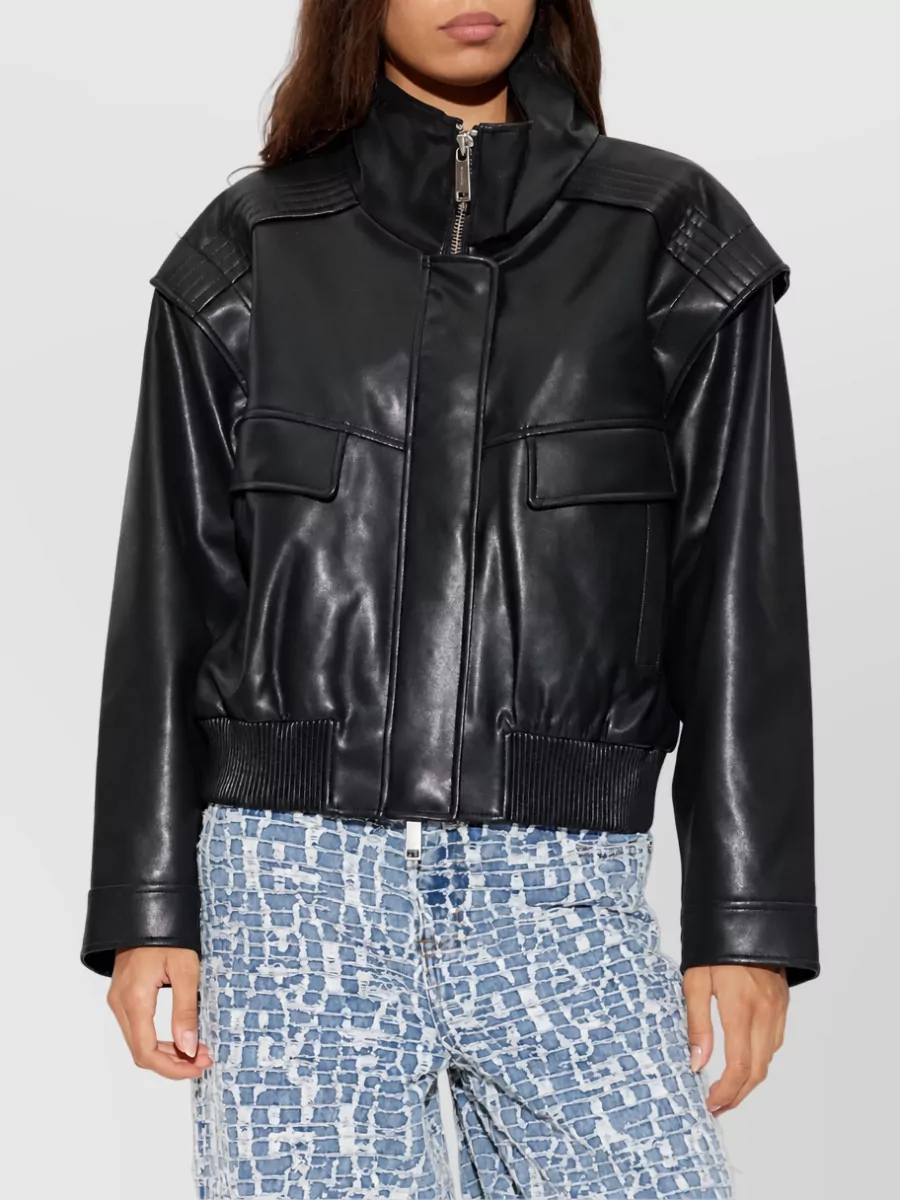 Self-Portrait Leather Bomber Jacket