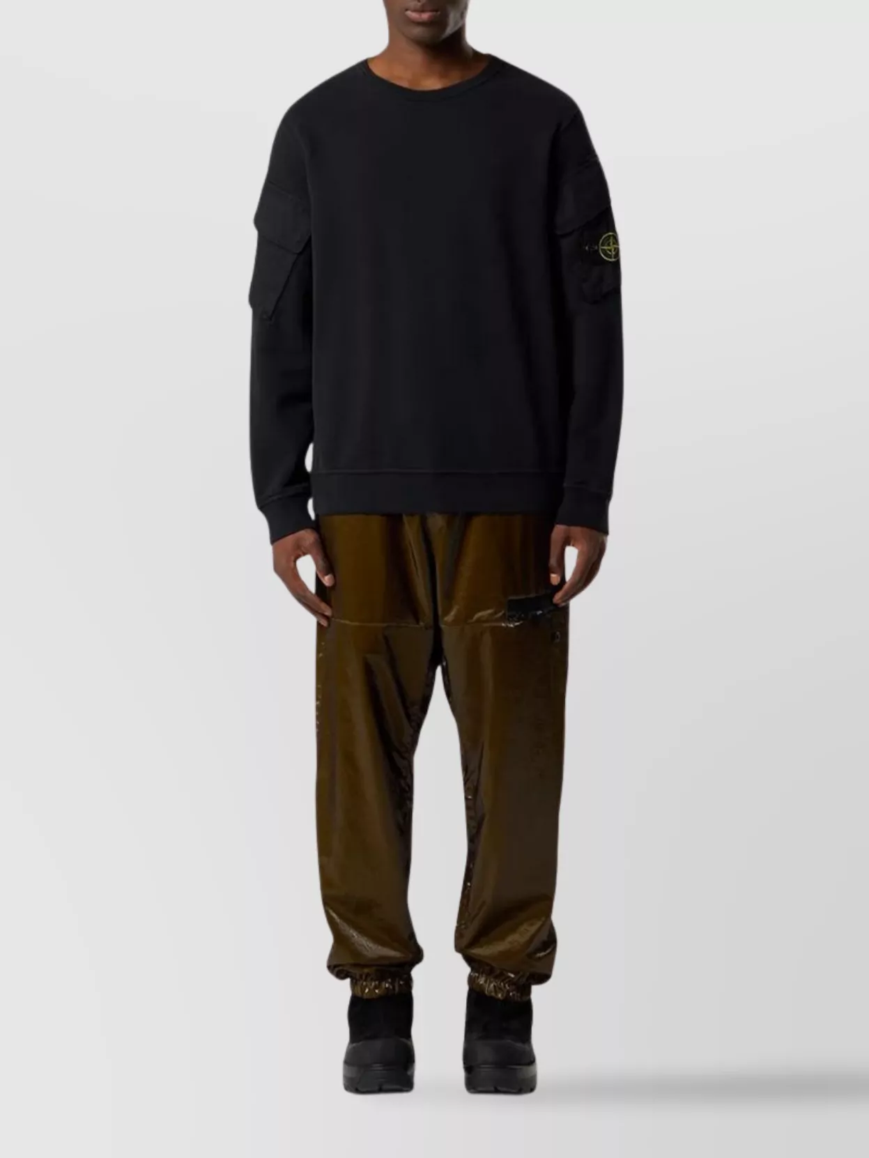Stone Island Light Rws Pure Wool Sweater In Black