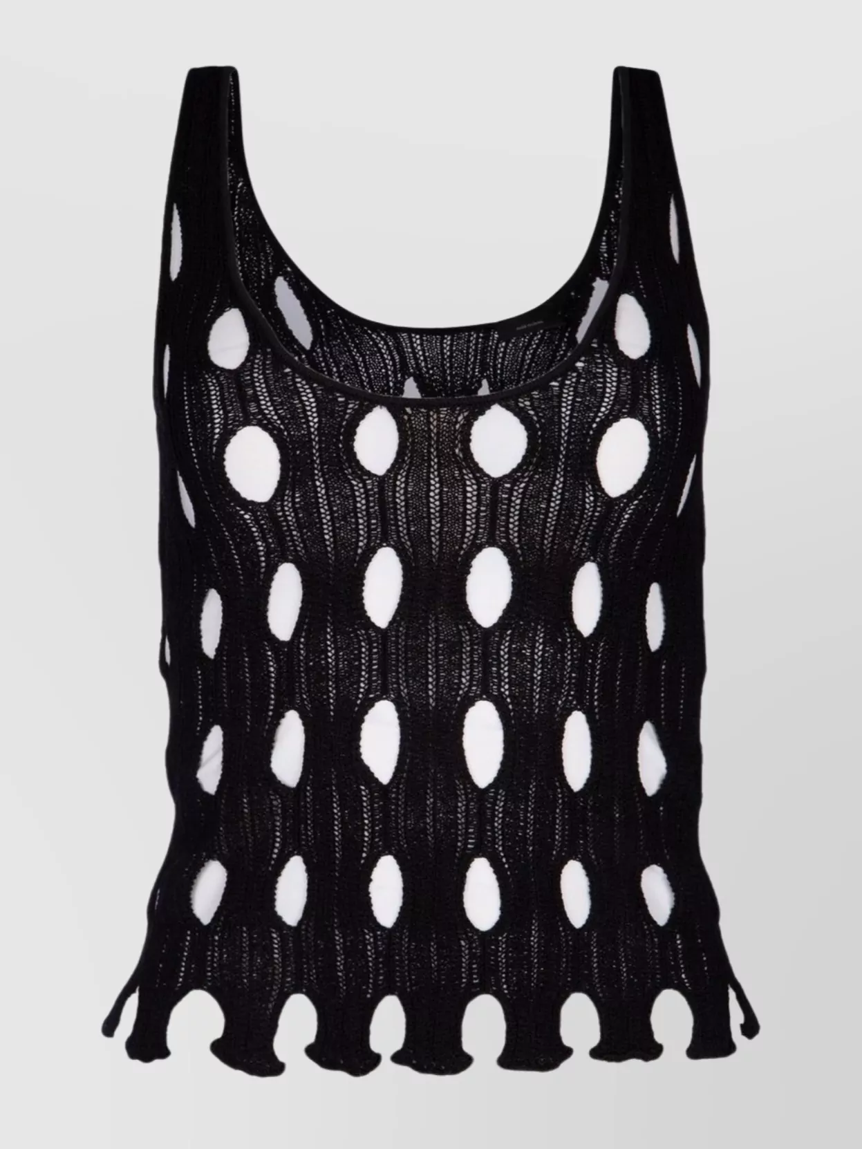 Shop Pinko Dotted Knit Sleeveless Top With Scalloped Hem