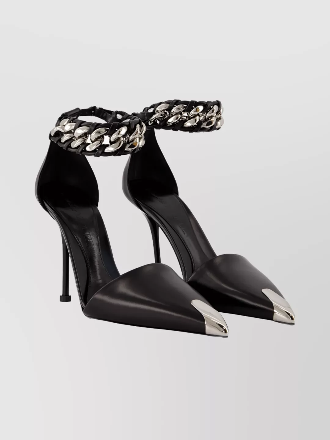 Alexander Mcqueen Punk Style Pumps Leather Ankle Strap In Black