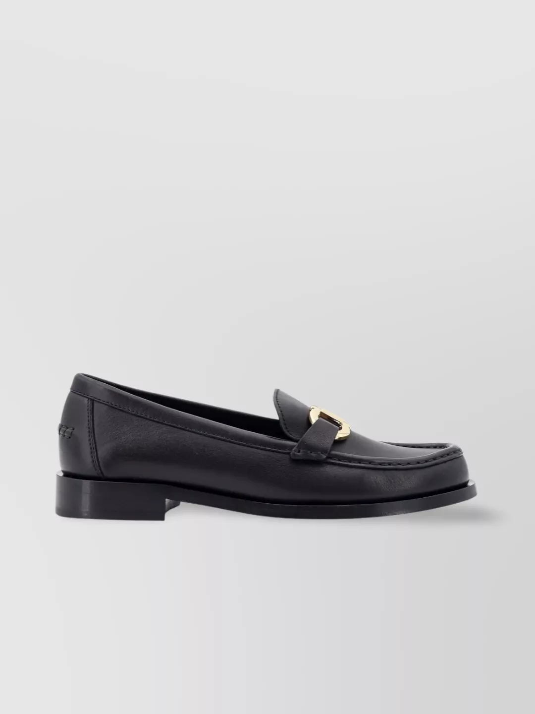 Ferragamo Gancini Detail Leather Loafers With Low Heel