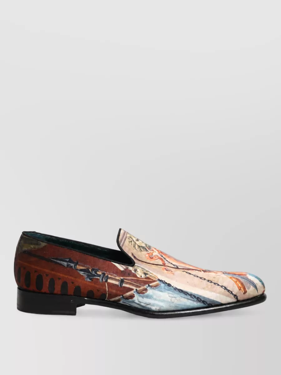 Dolce&Gabbana Leather Lion Print Monk Shoes