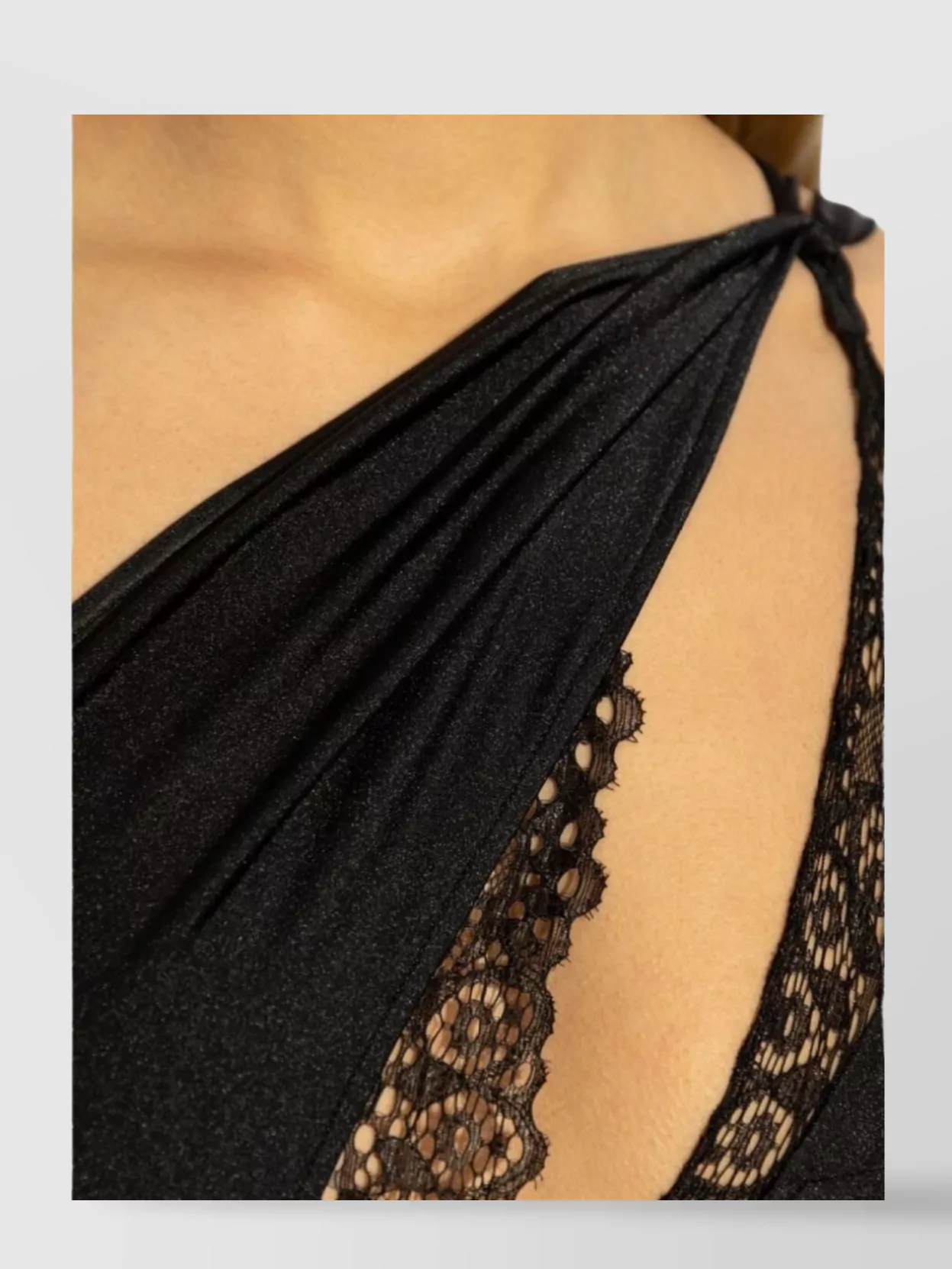 Coperni Asymmetric Black Satin Dress With Lace Details