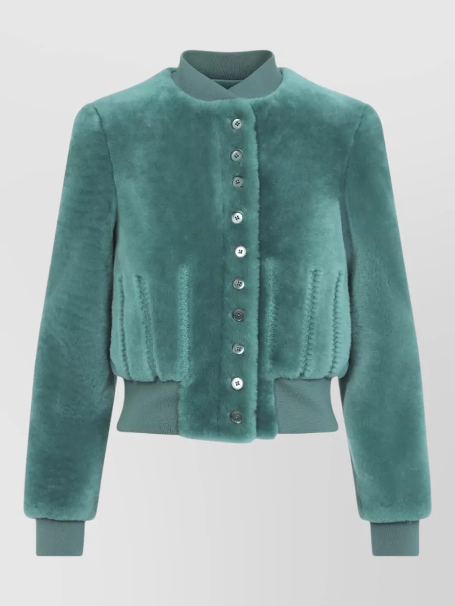 Alexander McQueen shearling cropped bomber jacket