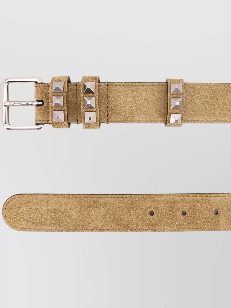 Valentino Garavani Suede Studded Belt Featuring Metal Hardware