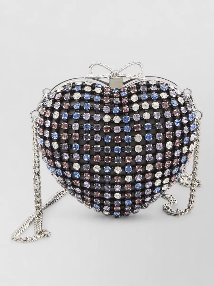 Self-Portrait The Bow Crystal-Embellished Heart Clutch Bag