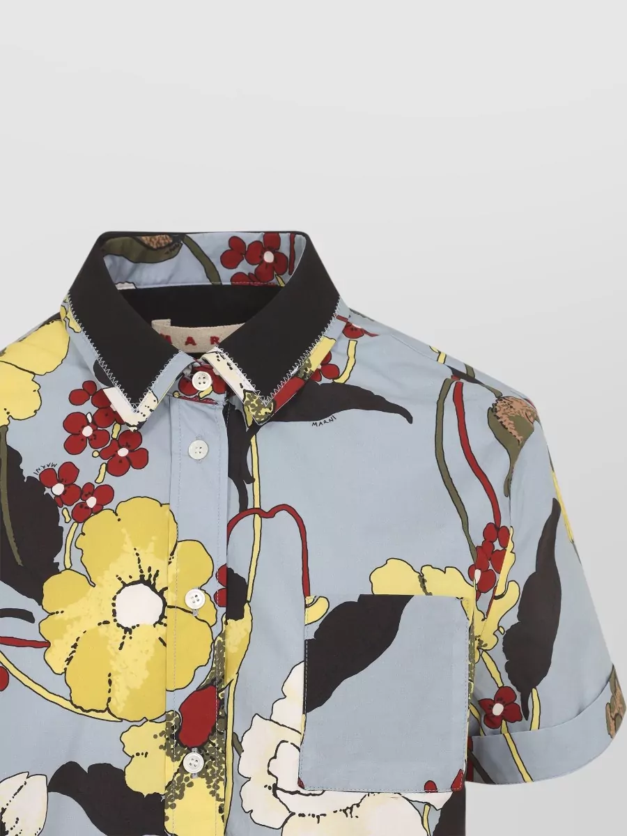 Marni Short Sleeve Shirt Floral Pattern Collar