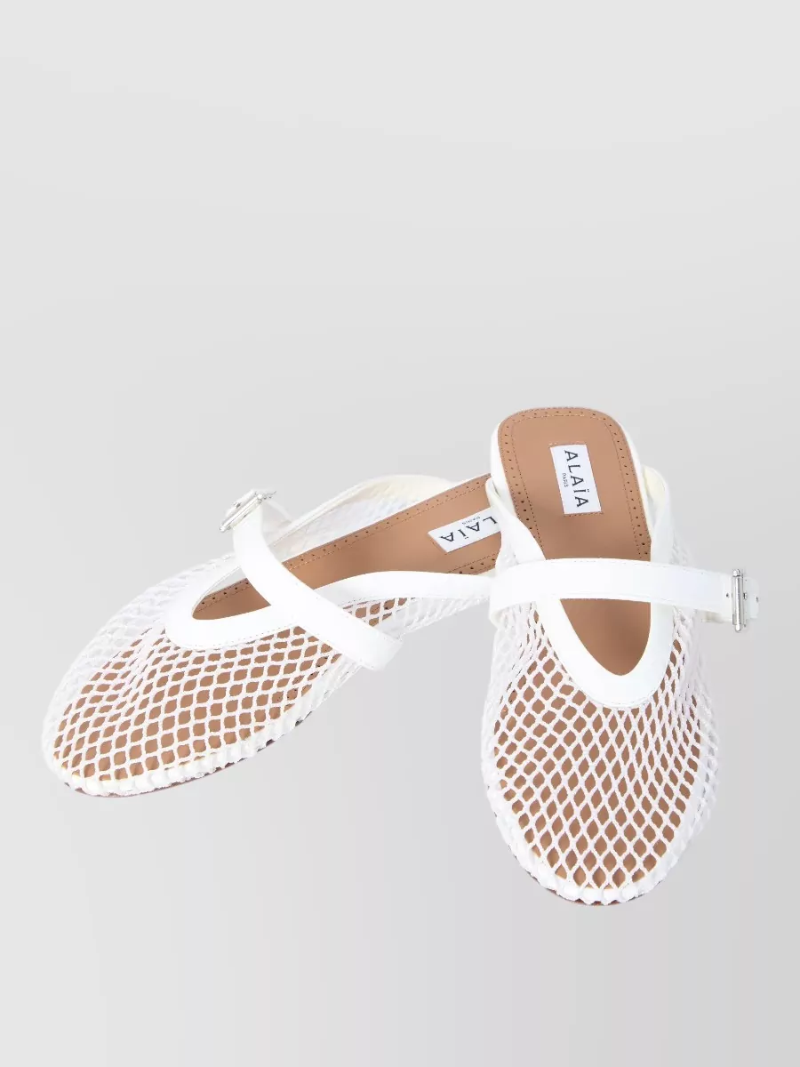 Alaïa Leather Mesh Flat Slippers