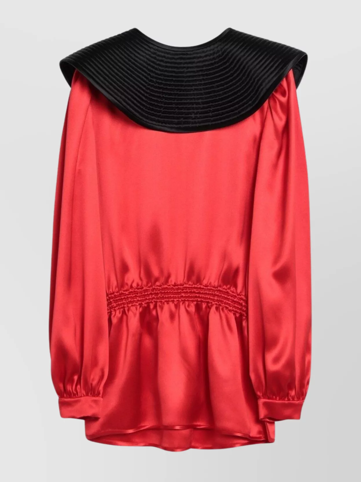 Valentino Silk Blouse With Pleated Collar And Elastic Waistband In Red